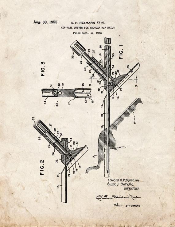 Hip-nail Driver for Angular Hip Nails Patent Print