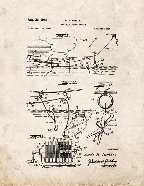 Aerial Fishing System Patent Print