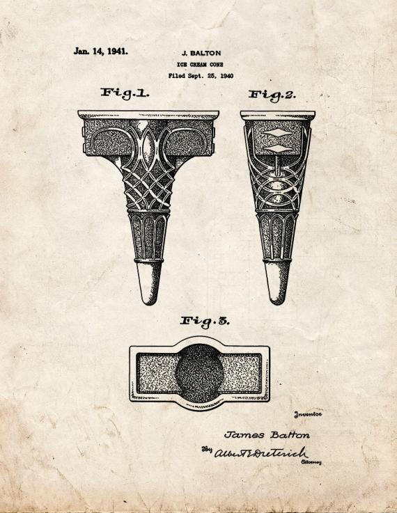 Ice Cream Cone Patent Print