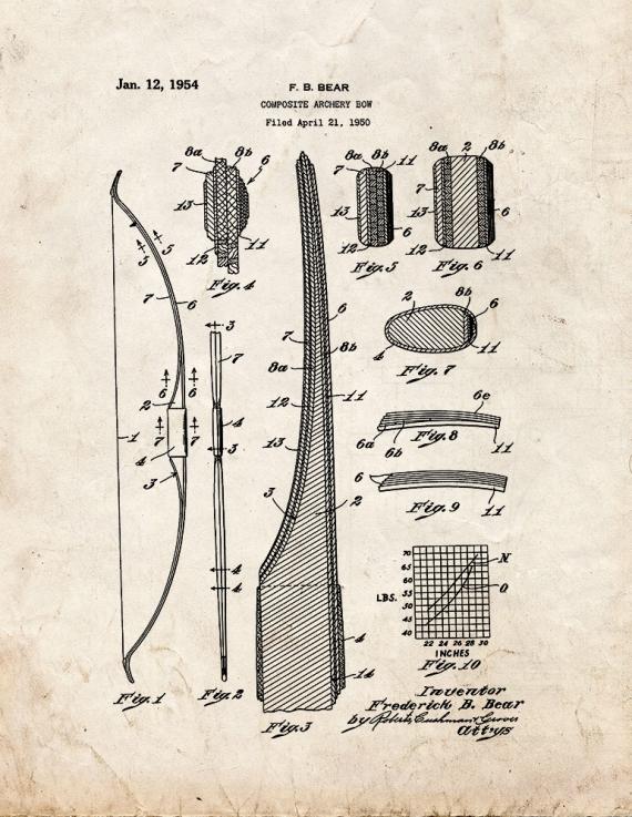 Composite Archery Bow Patent Print