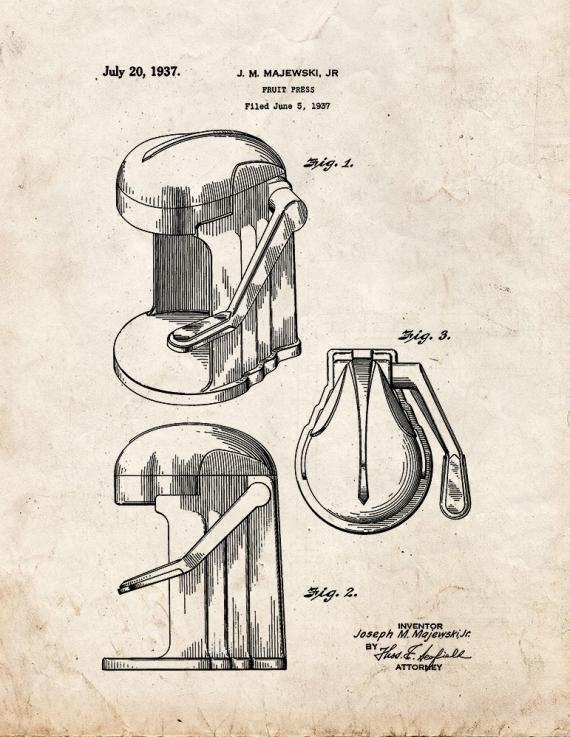 Fruit Press Patent Print