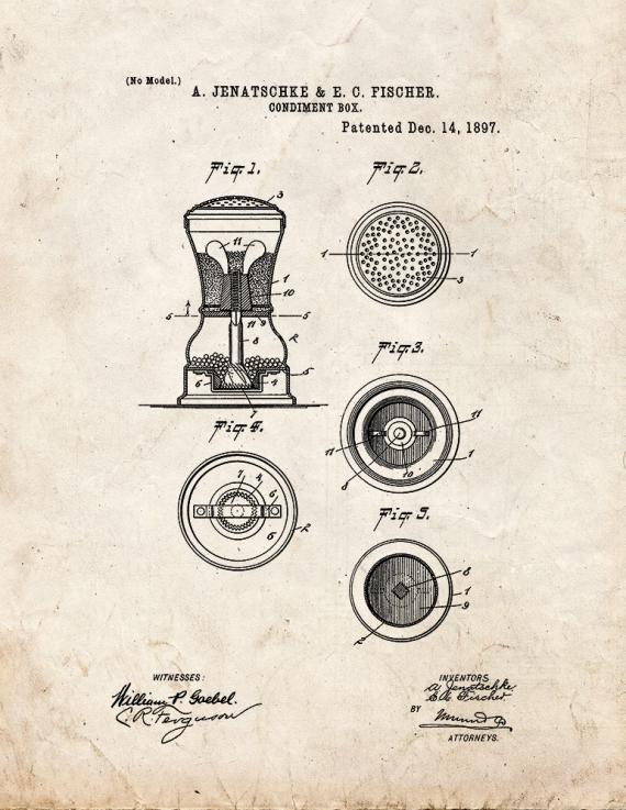 Condiment Box Patent Print
