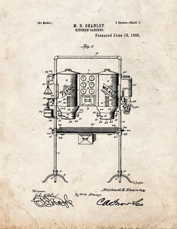 Kitchen Cabinet Patent Print