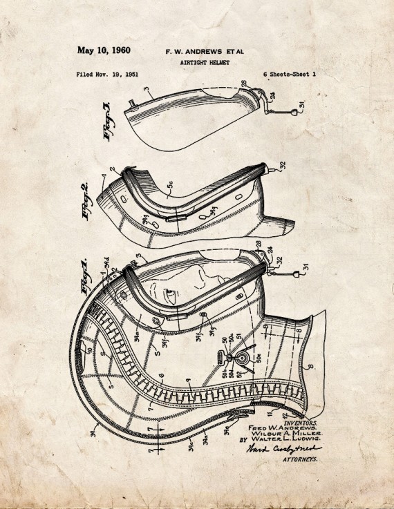 Airtight Helmet Patent Print
