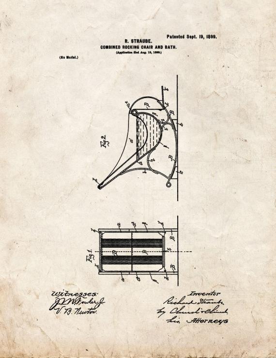 Combined Rocking-chair and Bath Patent Print