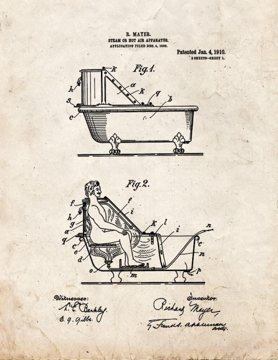 Steam or Hot-air Apparatus Patent Print