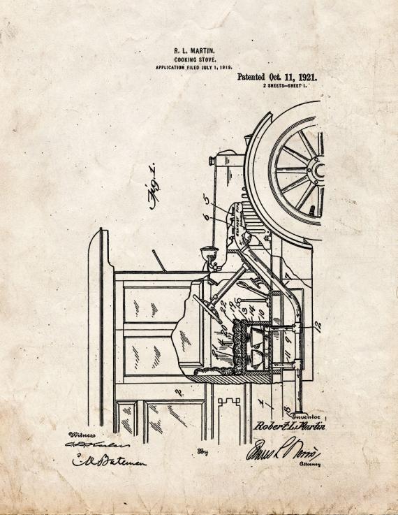 Cooking Stove Patent Print