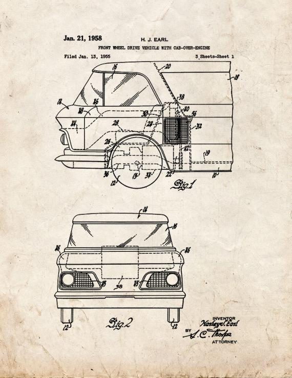 Front Wheel Drive Vehicle With Cab-over-engine Patent Print