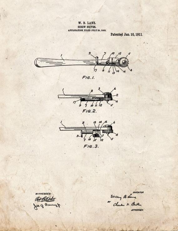 Screwdriver Patent Print