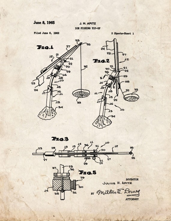 Ice Fishing Tip-up Patent Print