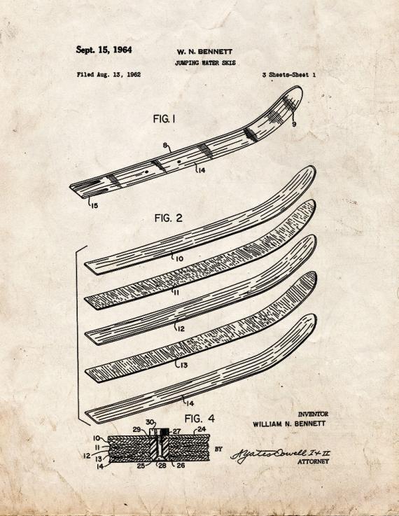 Jumping Water Skis Patent Print