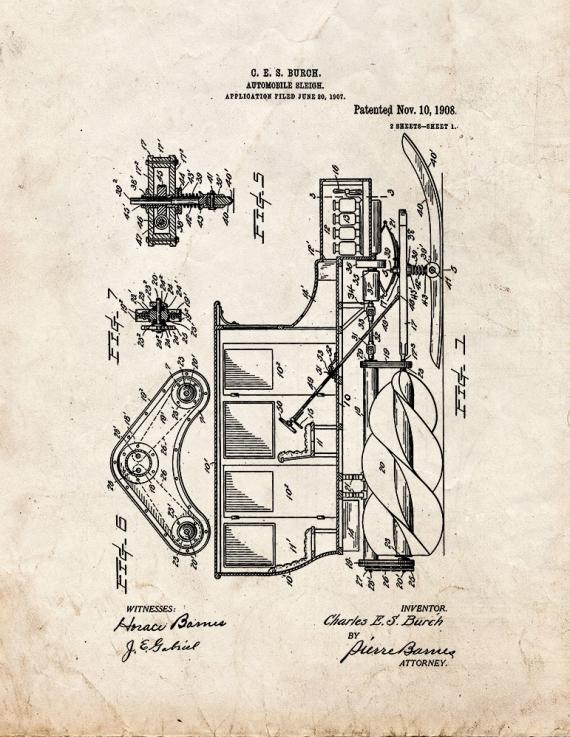 Automobile Sleigh Patent Print