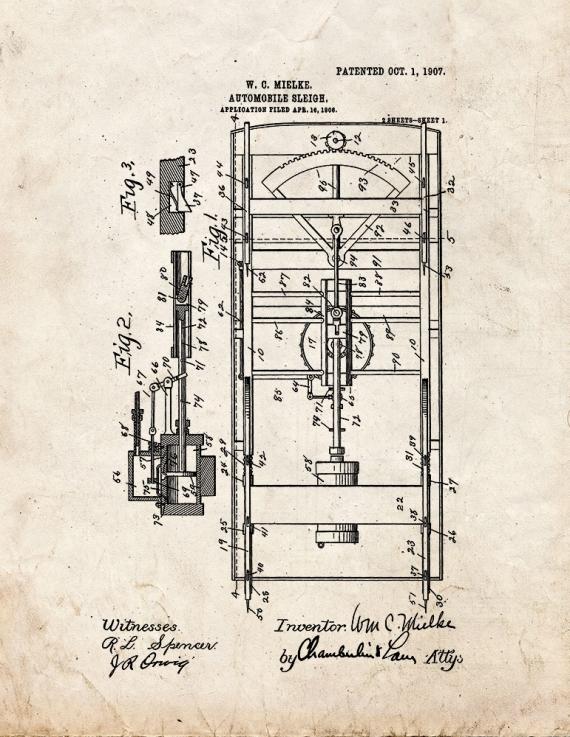 Automobile Sleigh Patent Print