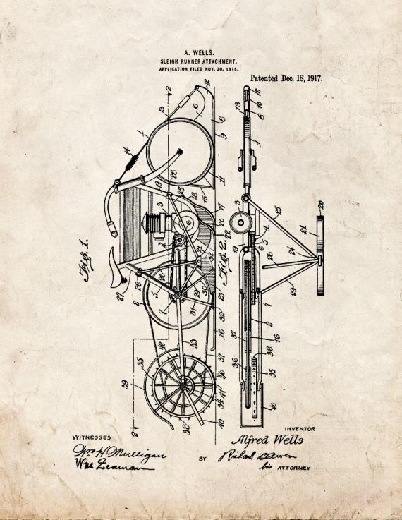 Sleigh-runner Attachment Patent Print