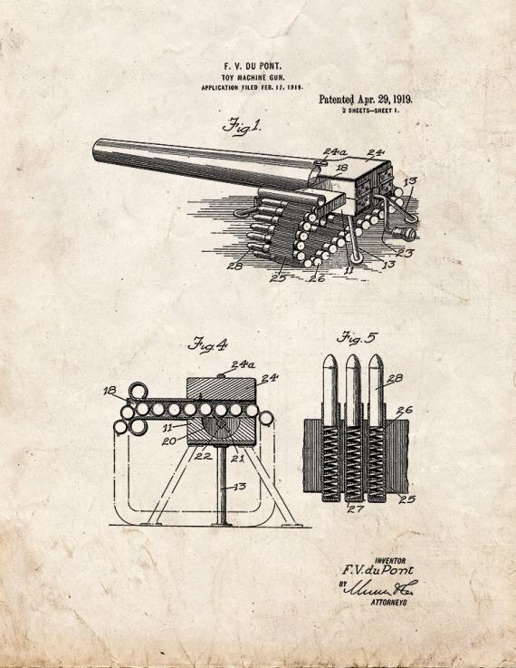 Toy Machine Gun Patent Print
