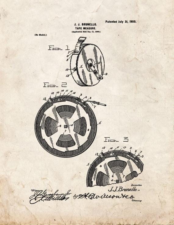 Tape Measure Patent Print