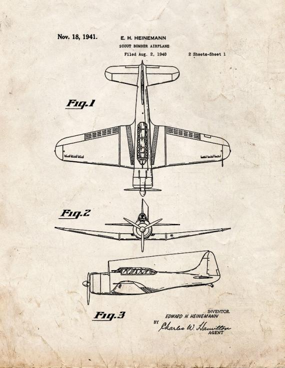 Scout Bomber Airplane Patent Print
