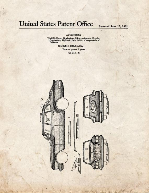 Automobile Patent Print