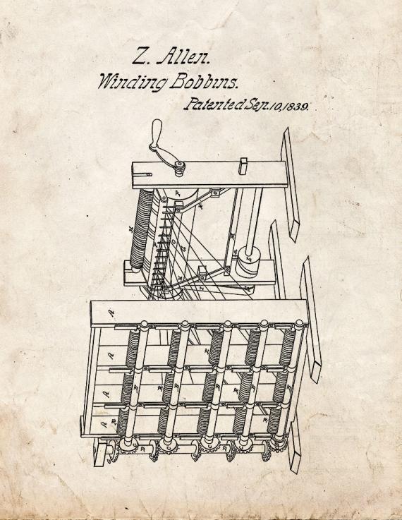 Winding Bobbins Patent Print