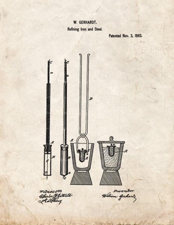 Refining Iron And Steel Patent Print