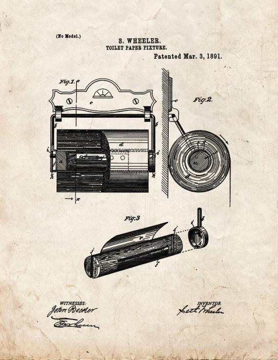 Toilet Paper Holder Patent Print