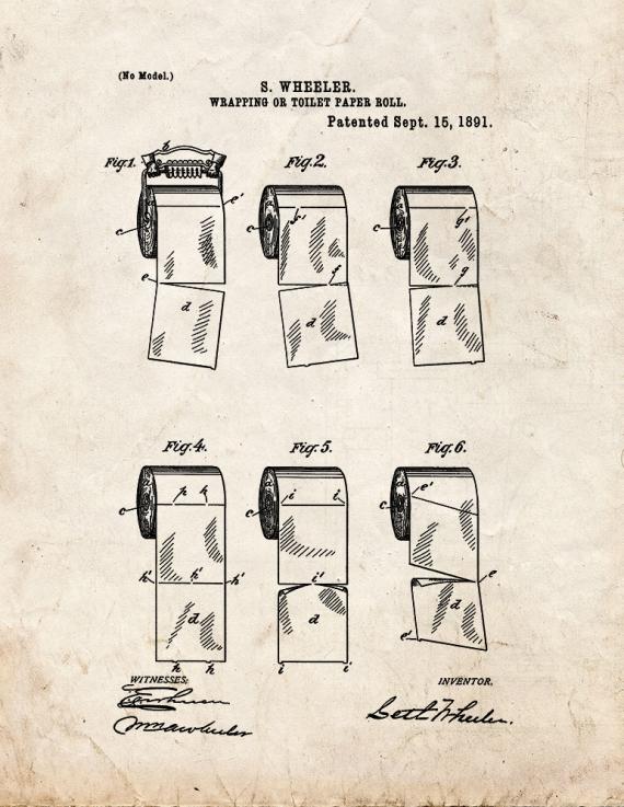 Toilet Paper Roll Patent Print