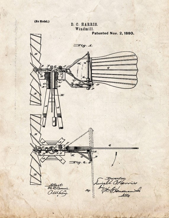 Windmill Patent Print