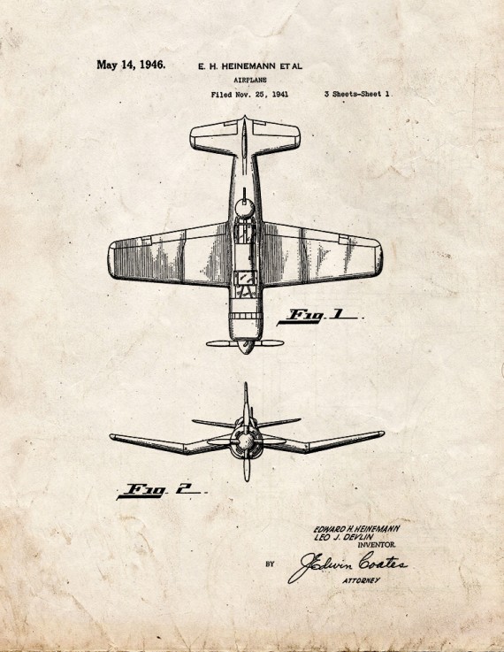 Airplane Patent Print