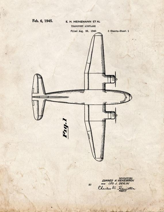 Transport Airplane Patent Print