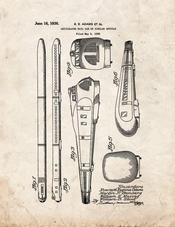 Articulated Rail Car Patent Print