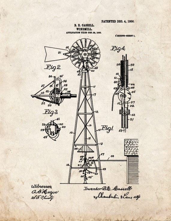 Windmill Patent Print