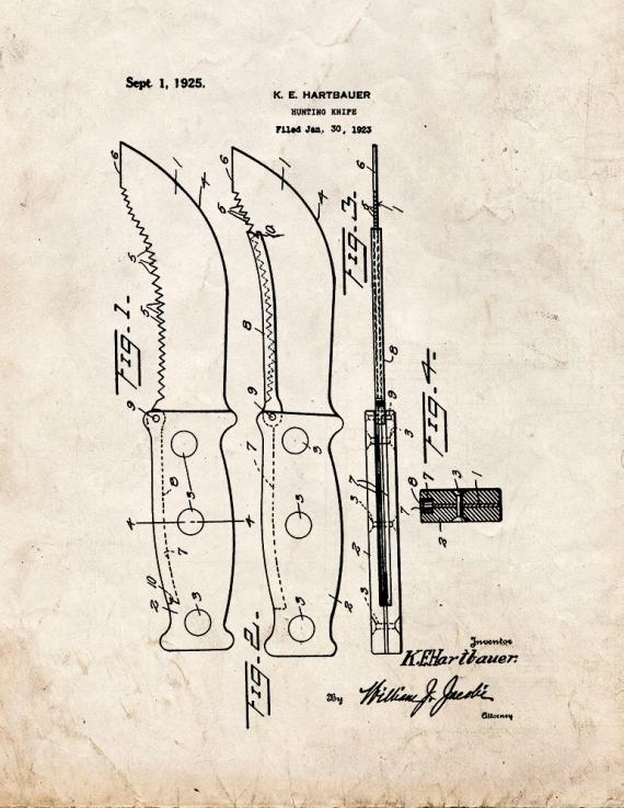 Hunting Knife Patent Print