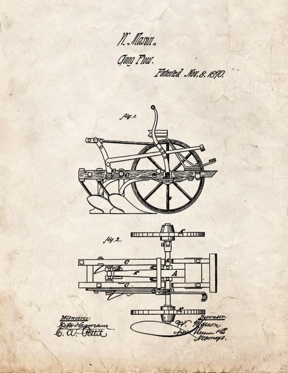 Gang Plows Patent Print