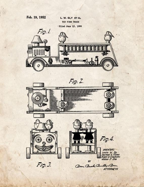 Toy Fire Truck Patent Print