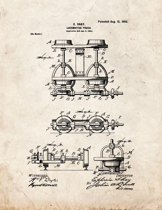 Locomotive-truck Patent Print