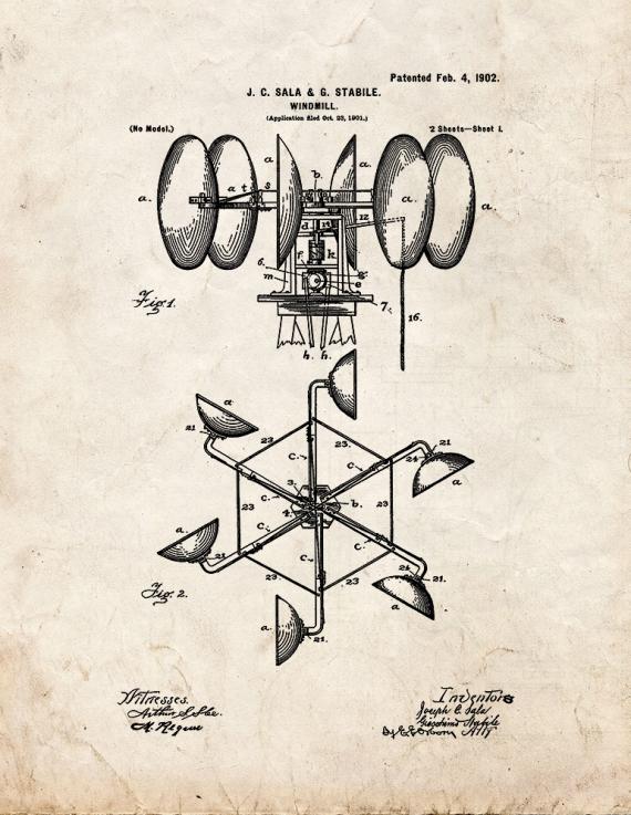 Windmill Patent Print