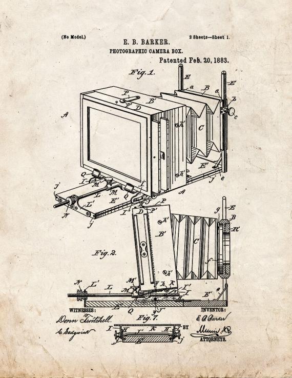 Photographic Camera Box Patent Print