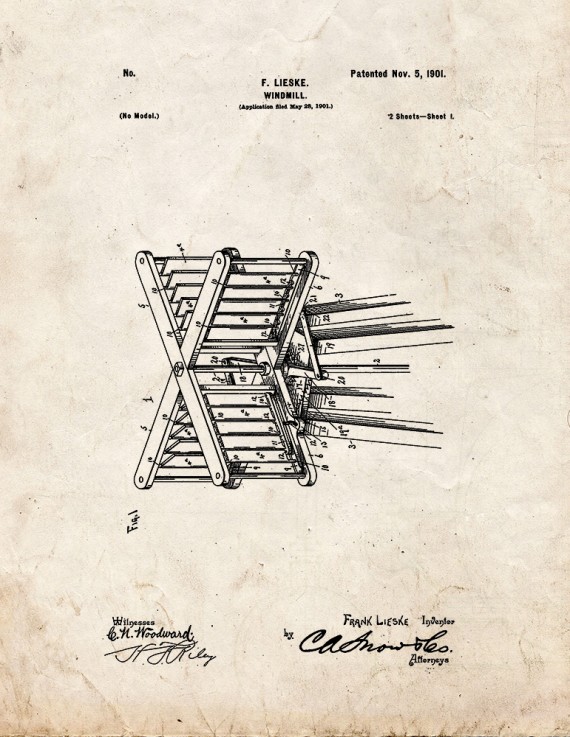 Windmill Patent Print