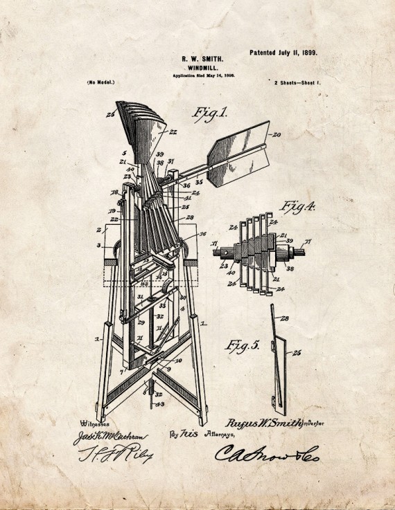 Windmill Patent Print