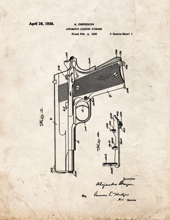 Automatic Loading Firearm Patent Print