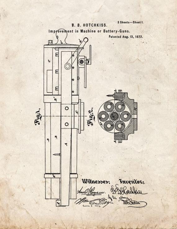 Machine or Battery-Gun Patent Print