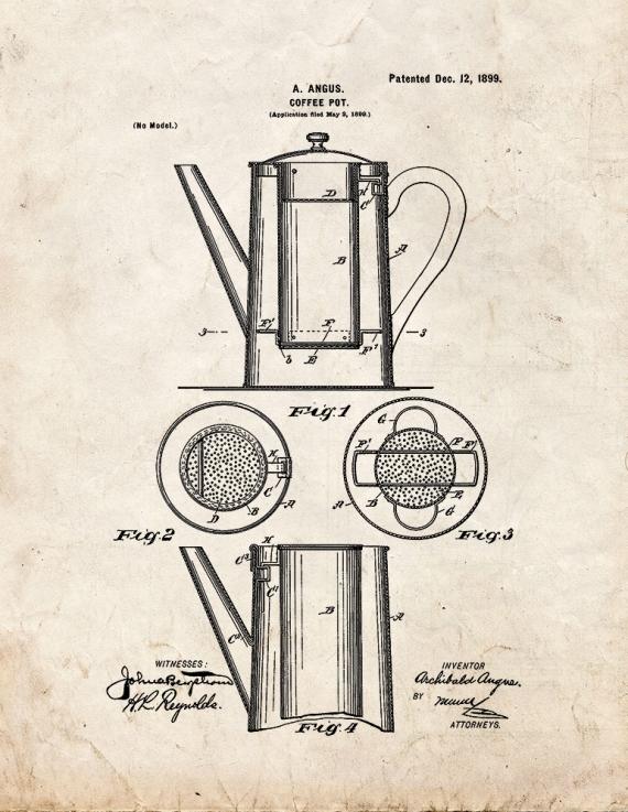 Coffee Pot Patent Print