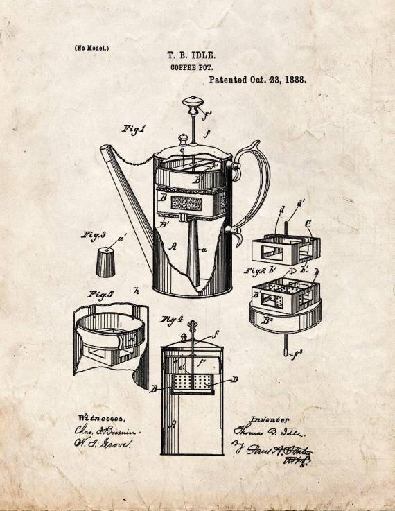 Coffee Pot Patent Print