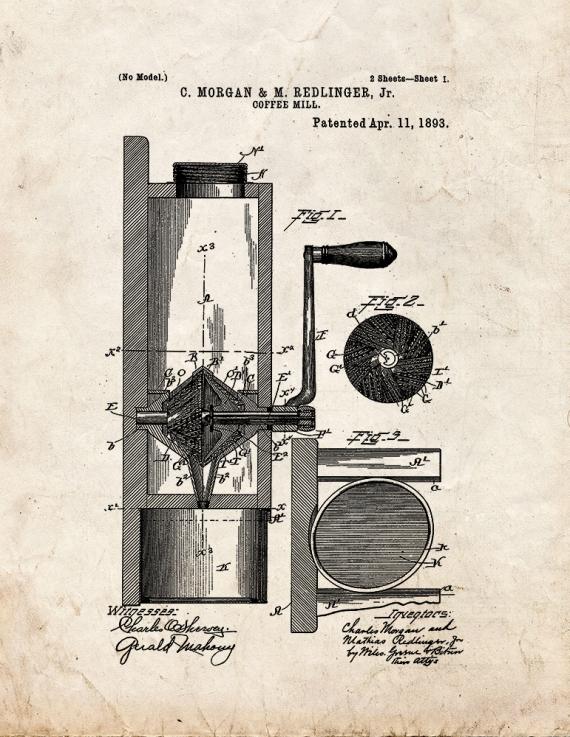 Coffee Mill Patent Print