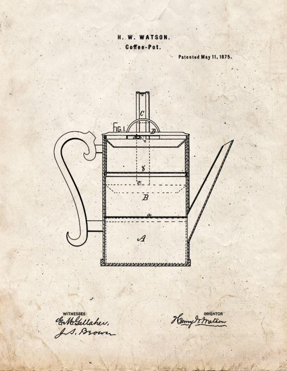 Coffee Pot Patent Print