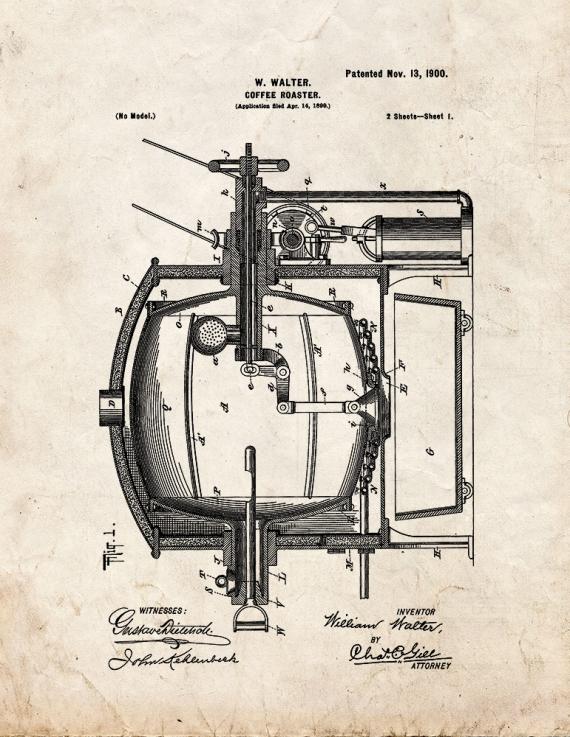 Coffee Roaster Patent Print