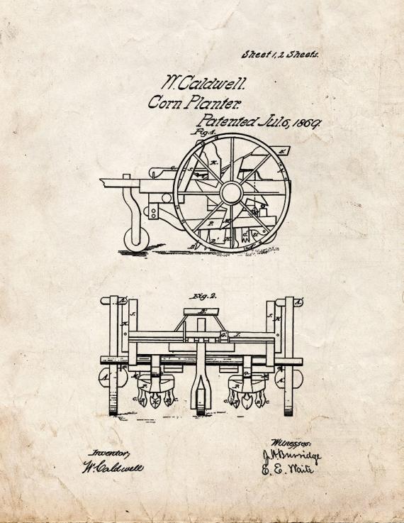 Corn Planter Patent Print