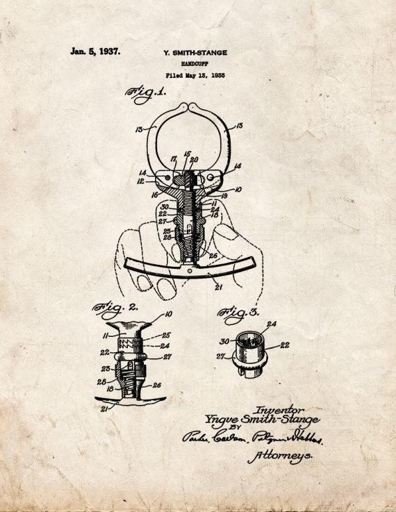 Handcuff Patent Print