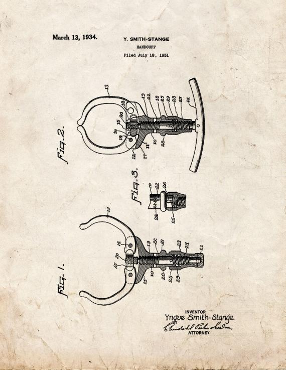 Handcuff Patent Print