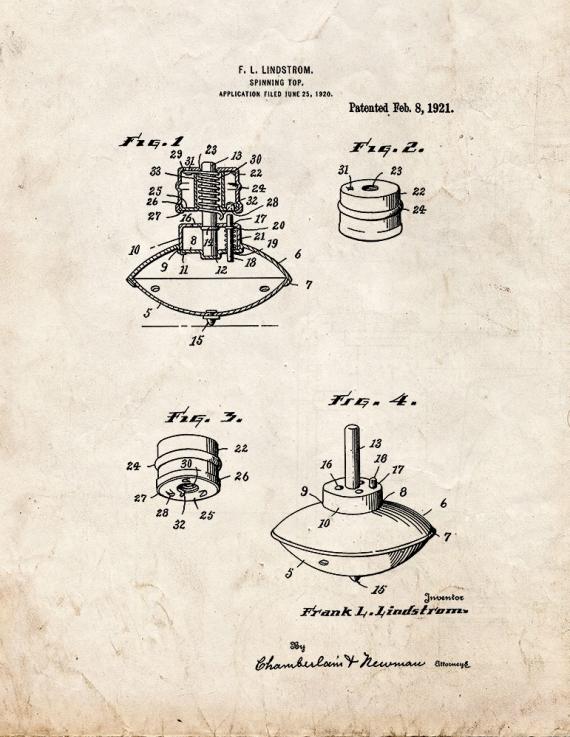 Spinning Top Patent Print